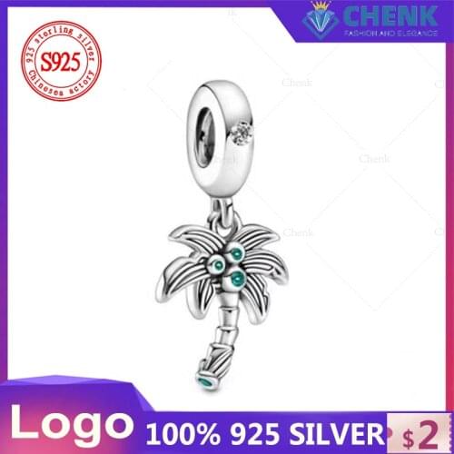 799438C01 Palm Tree & Coconuts Dangle Charm Silver High Quality Jewelry Accessories China Factory Wholesale Original