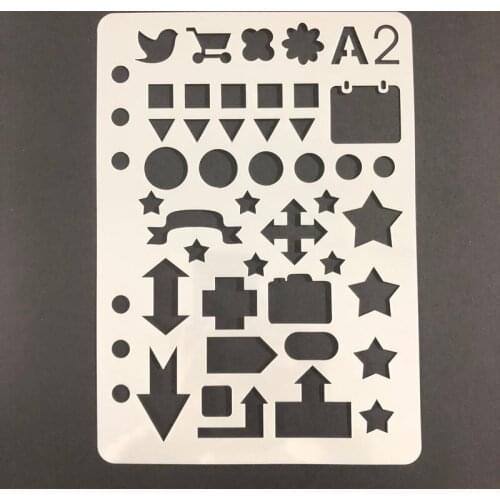 A5 Loose Leaf Bullet Journal Stencil To Do List Square Circle Triangle Star Arrow Sign Hollow for Diary Planners Office Supplies