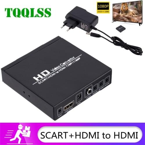 SCART HDMI-compatible To HDMI-compatible Adapter Full HD 1080P 3.5mm Video Audio Converter For DVD Player / Set-top Box HDTV