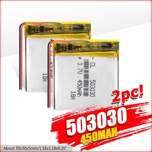 2021 New 1/2/4 Pcs Li Ion Polymer Battery For Smart Watch GPS Game Player Power Bank Humidifier Mice 3.7v 503030 450mAh Bateria