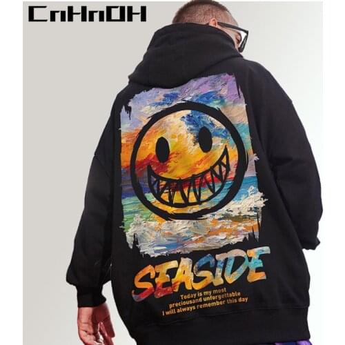 CnHnOH Hot Sale High Street Hooded Little Devil Fashion Chic HipHop Hoodies Male Oversize Velvet Hoodie GF-Q74