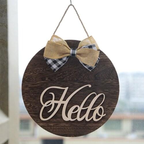 American country wooden facade ornaments black and white lattice bowknot farmhouse wall decoration wreath door trim