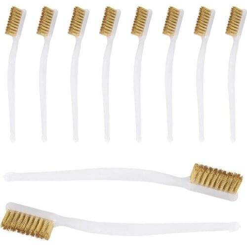 10 PCS 3D Printer Cleaner Tool Copper Wire Toothbrush Copper Brush Handle For Nozzle Block Hotend Cleaning Hot Bed Cleaning Part