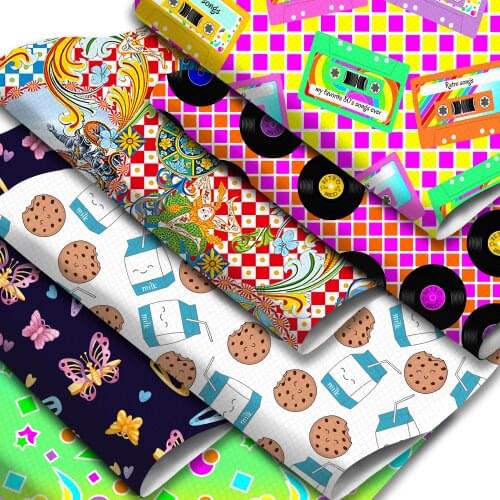Music Geometric Pattern Printed Faux Leather Sheets Cookie Synthetic Leather Fabric 20x33cm for DIY Earrings Hair Bows Crafts