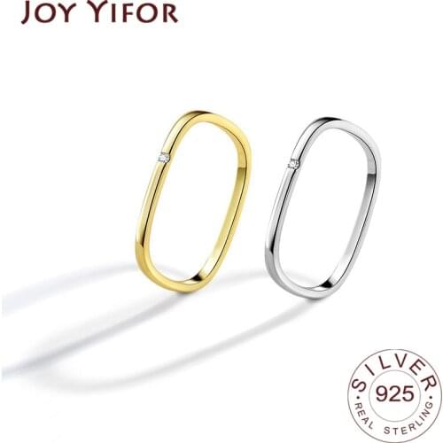 925 Sterling Silver Square Gold Color Rings Retro Distressed Opening Handmade Ring Fashion Fine Jewelry