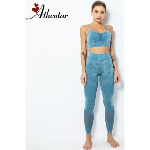 ATHVOTAR Gym Sets Seamless Set High Waist Yoga Suits Running Gym Clothes Sport Elastic Leggings Women Suits Training Set Women