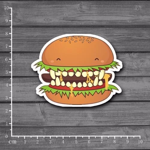 Cute Donut Sun Hamburger Classic Toys PVC stickers for Travel Suitcase Wall Pencil Box Bike graffiti Stationery Stickers[Single]