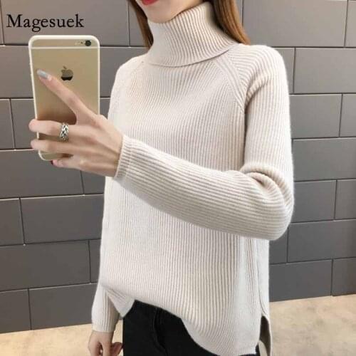 Fashion Women Turtleneck 2020 New Winter Sweaters Korean Style Pullover Knitted Bottoming Stripe Knitted Jumper Sweaters 11727