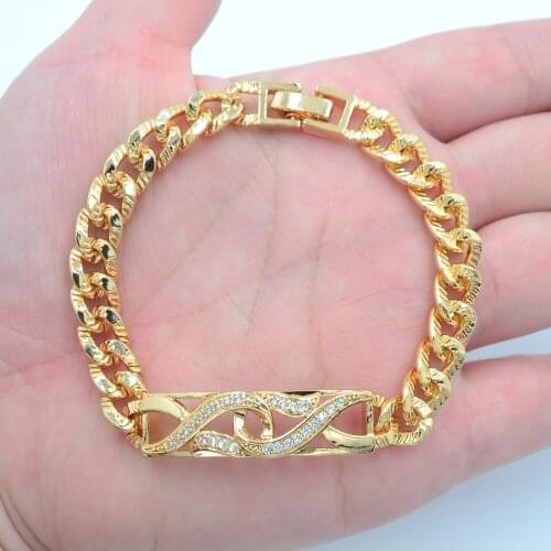Fashion Jewelry Gold Color Clear CZ Stylish Twist Lines Link Bracelet for Women
