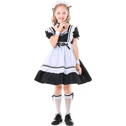 New Arrival Girls Lolita Maid Costume Family Party Dress Up Halloween Costume for Kids