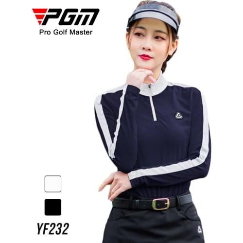 PGM 2020 spring and summer golf apparel womens long-sleeved T-shirt Ladies zipper stand collar Breathable sports T-shirt Tops