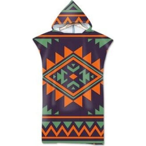 Adult Beach Suit Change Robes Poncho Hood Beach Towel Geometric Printed Microfiber Quick Drying Absorbent Bath Towels Beachwear