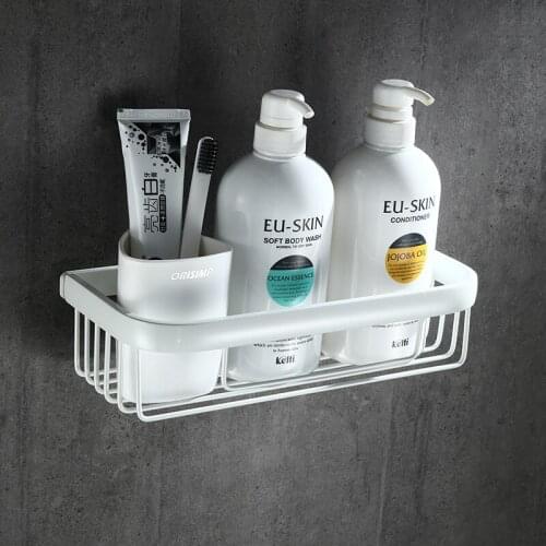 Bathroom Shelf Wall Mounted White Bathroom Soap Basket Aluminum Bath Shower Shelf Soap Basket Holder Paper Holder