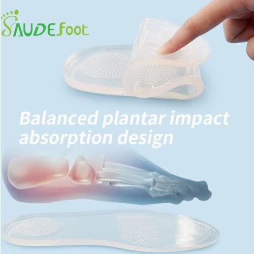 Transparent Silicon Insoles Running Cushion Skid Resistance Shoes Pads Relieve Heel Pain Fatigue Multifunction Gel Inserts Shoes