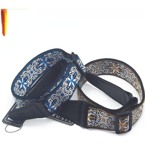 Embroidered Guitar Strap Acoustic Electric Guitar Strap Embroidered National Style Adjustable Shoulder Guitar Strap Guitar Parts