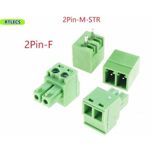 50Sets 2 Position 3.81 mm 0.150" Terminal Block Header Male Pins Shrouded Through Hole Vertical PCB + Plug Female Sockets Screw