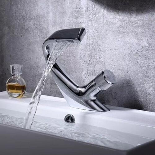 Water Sink Faucet Bathroom Faucet Copper Waterfall Mixer Hot and Cold Tap Washing Basin Sink for Home Hotel Bathroom Taps