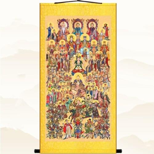 Taoism the whole God map, immortal Silk scroll painting ， Water and land paintings of gods