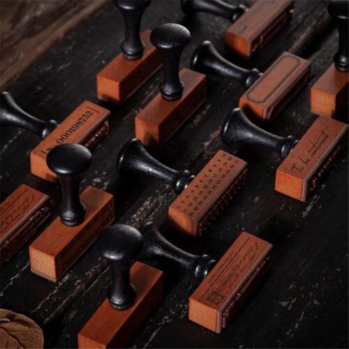 Vintage Number Date Label Stamp DIY Wood Handle Rubber Stamps for Scrapbooking Journal Diary Handmade Art Craft Card Make