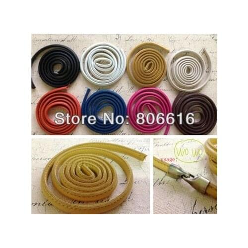 High Quanlity !! 10*5.5MM 2Pcs=2m Color Double-Faced Pu Leather Cords Ropes Strings Jewelry Accessories