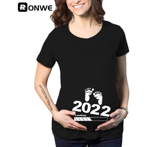 Pregnant Baby Loading 2022 Funny Women T Shirt Girl Maternity Pregnancy Announcement Shirt New Mom Big Size Clothes,Drop Ship