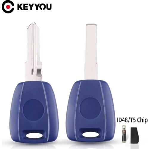 KEYYOU For Fiat Key Case Replacement SIP22/GT15R Blank Shell Fit For Fiat 500 Ducato Transponder Uncut Blade ID48/T5 Chip