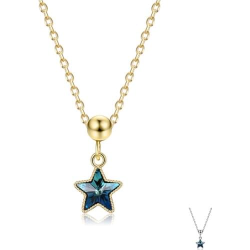 ZEMIOR 925 Sterling Silver Pendant Necklace For Women Five-Pointed Austria Crystal Necklace Party Fine Jewelry Trend 2021 New