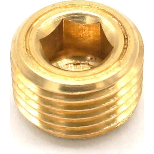 1/8" NPT male Thread Brass Pipe Countersunk Plug Internal hex head socket Allen Head Pipe fittings