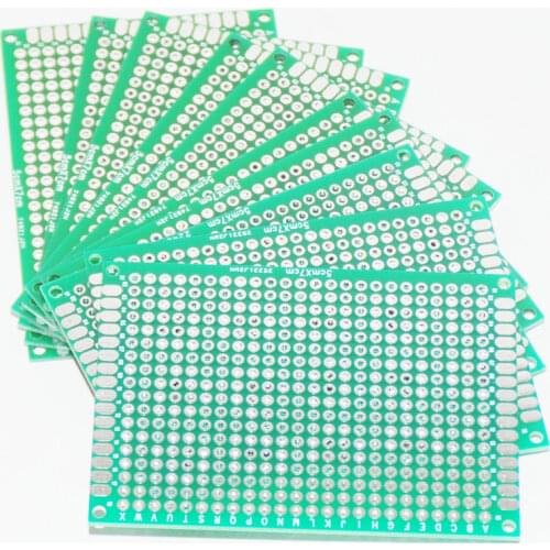 10PCS Prototype PCB Board Protoboard Tinned Universal Breadboard Prototyping Solderless FR4 PCB Double-Sided 5x7 cm 50x70mm FR4