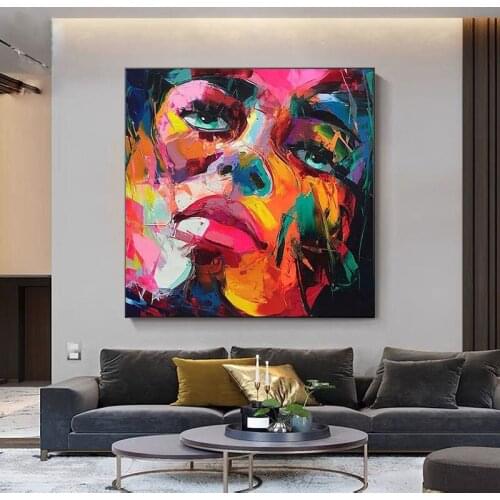 100% Hand Painted Francoise Nielly Knife Portrait Face Oil Painting Figure Canvas For Living Room Wall Art Picture No Frame