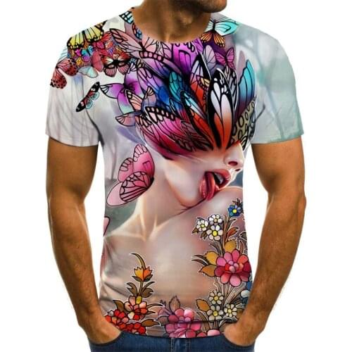 2021 mens new summer fashion T-shirt 3D printing, personalized face painting, short-sleeved casual T-shirt, plus size 0-neck me