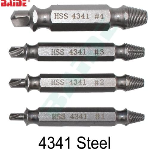 4pcs Carpenters Screw&Bolt Extractor Guide Drill Removal Broken Bolts Easy Out Double Side Bolt Stud Screw Remover 50sets/lot