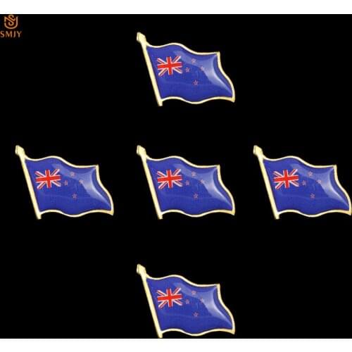 5PCS New Zealand Paint Craft Flag Brooch Mens Suit Tie Wearable Badge Safety Buckle Pin Collection Gift