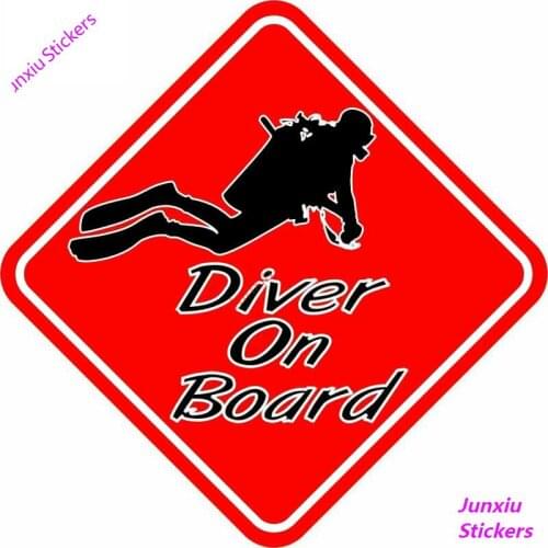 Car Sticker DIVER ON BOARD Warning Mark Funny Window Bumper Motorcycle Laptop Trunk Decal Reflective Accessories KK13*13cm