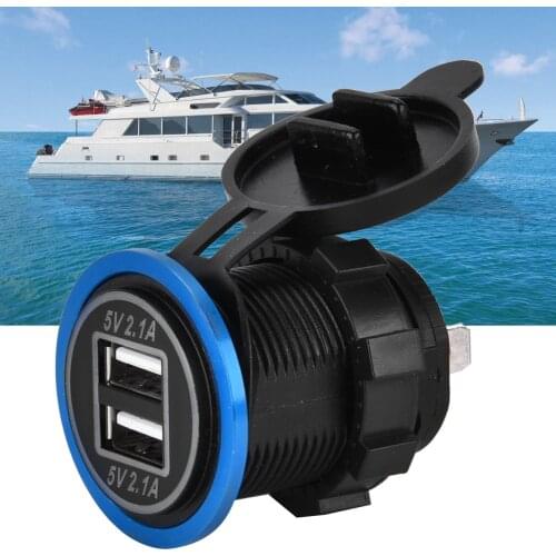 4.2A Dual USB Car Charger Socket DC12V/24V QC3.0 USB Fast Charger Socket Power Outlet For Car Motorcycle Boat