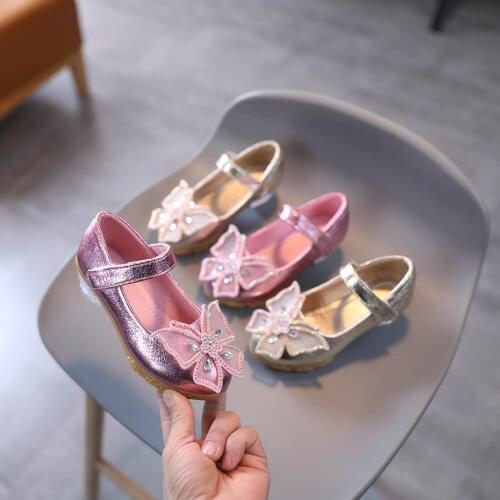 Bing Rhinestone Kids Baby Girls Sandals Shining Crystal Butterfly Princess Shoes For Party Wedding Toddler Children Casual Shoes