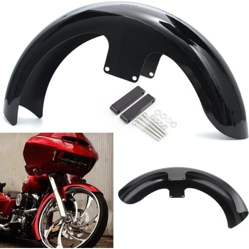 Gloss Black Motorcycle Front Fender Mudguard 21'' Wheel Wrap Splash Guard For Harley Touring Road King Dyna Softail Bagger