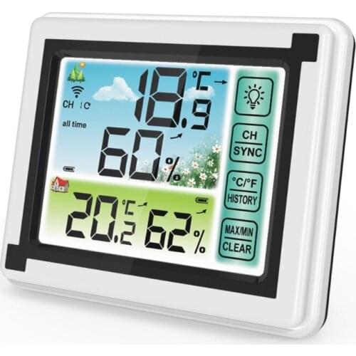 Indoor Outdoor Wireless Digital Weather Station Max Min Records ℃ ℉ Temperature Meter Humidity Monitor Weather Clock Hygrometer