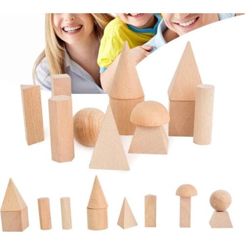 12 pieces/sets of wooden three-dimensional blank geometric solid model math teaching aids childrens toys math toys