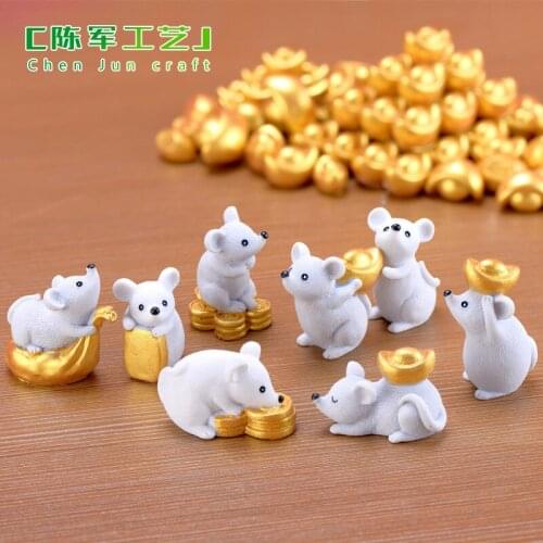 Figurines Miniatures Rich Rat Mouse Money Rats Aborable Animal Ornaments Figurines Fairy Garden Miniatures Office Table/Desk Dec