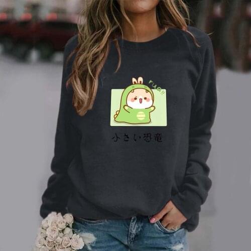 Cute Dinosaur Printed Long Sleeve T-Shirts Women Autumn Winter Woman Harajuku T shirt Cotton Aesthetic Clothes Tees Pullover