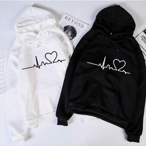2021 New Graffiti Heart Print Hoodie For Women Men Harajuku Style Fashion Vintage Casual Punk Letter Hip Hop Sweatshirt