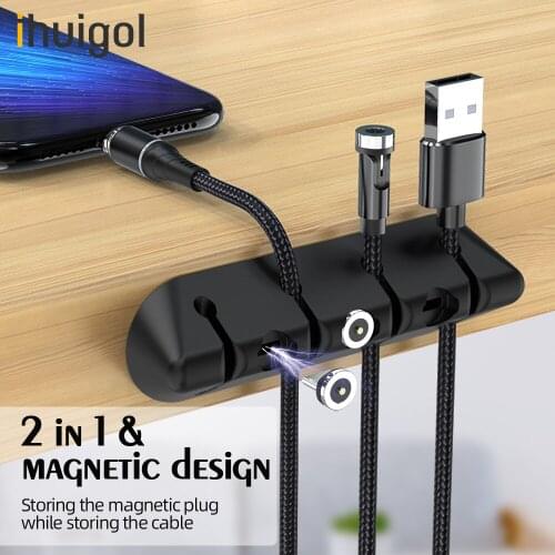 Ihuigol Cable Organizer USB Cable Cord Holder Magnetic Plug Management Box Clip For Headphone Mouse Keyboard Headset Wire Winder
