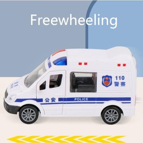 HUYU No Power Supply Fire Car Interactive Ambulance Car Wind-up Plastic Friction Toy Inertia Toy Set Doors Can Open