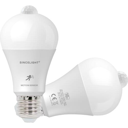 2Pcs 4Pcs E27 B22 Led Motion Sensor Bulb Lamp 10W 3000 6000K (Auto on-off/Dusk to Dawn/PIR Motion/LED light) for Stairs Corridor