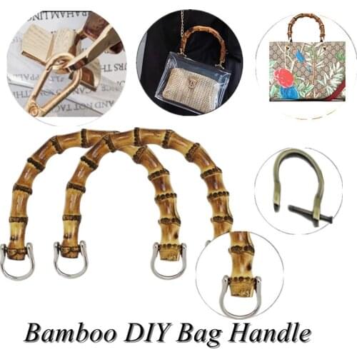 1Pcs Hot Selling Bamboo Bag Handle For Handbag Handcrafted DIY Bags Accessories With Link Buckle Handle Lady Purse