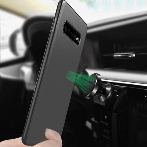 Magnetic Case for Samsung Galaxy S9 S10 Plus S10e Case S9+ S10+ Soft Matte TPU Cover Hide Metal Sheet Fit Magnet Car Holder