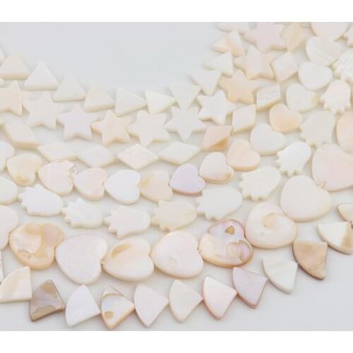 Natural White Shell Beads Mother Of Pear Loose Flat Heart Star Shell Chip Pendant For Earring Jewelry Finding Making Geometry