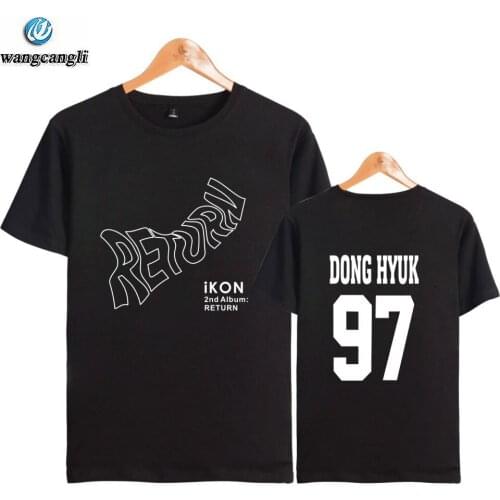 2020 New KPOP IKON New Album Tshirt T shirt Fashion Korean Popular Idol Unisex Short T-shirt Summer Casual Idol T Shirts Tops