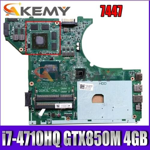 Brand NEW For Dell 7447 Laptop Motherboard i7-4710HQ GTX850M 4GB DP/N 8J25M DA0AM7MB8D0 CN-047PYF 47PYF Mainboard 100% tested